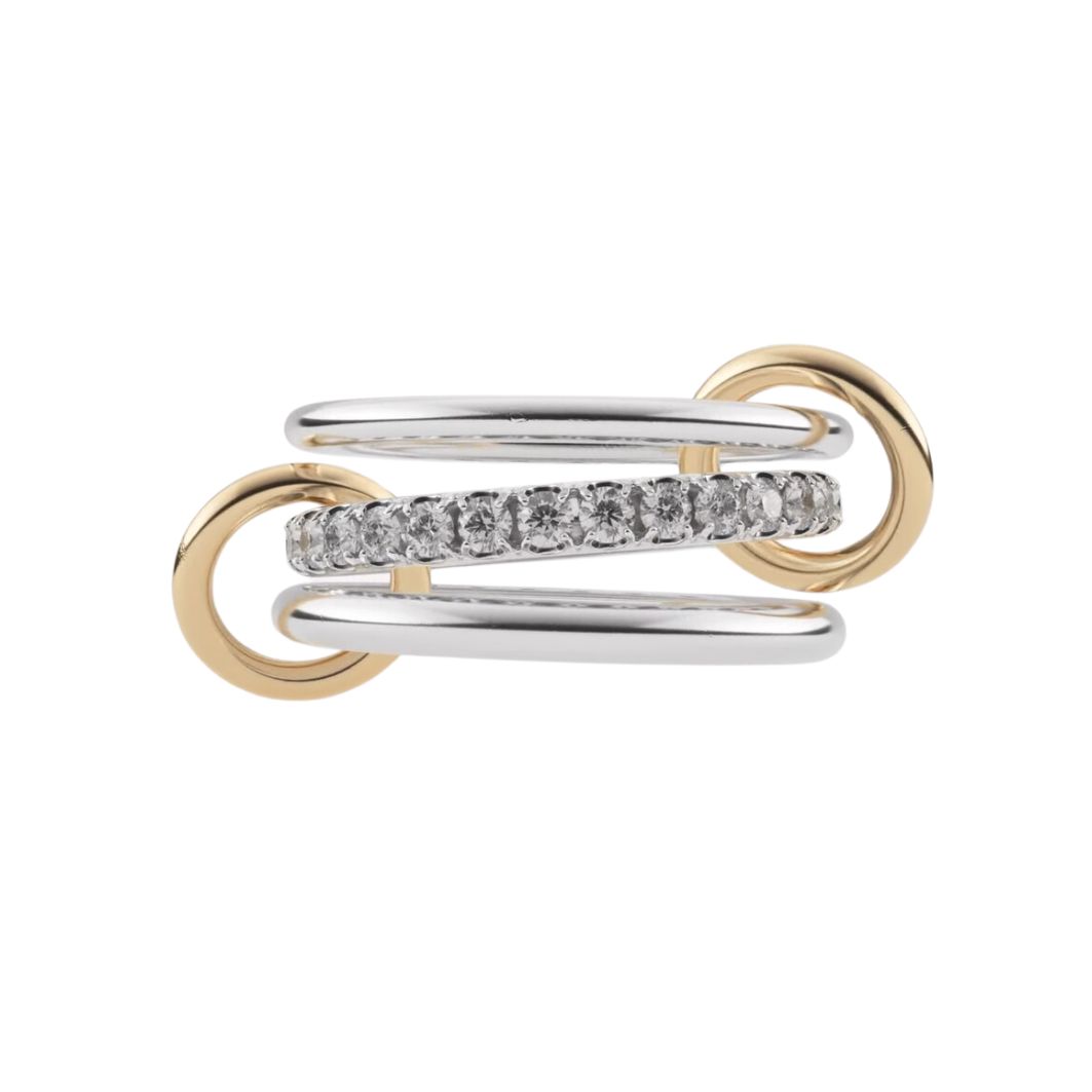 Spinelli Kilcollin 18kt Yellow Gold and Silver Diamond Petunia Ring